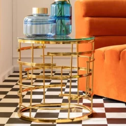 Stoliki Kawowe*KARE Design Stolik Kawowy Jupiter Ø55 Cm Transparentno-złoty