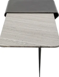 Stoliki Kawowe*KARE Design Stolik Kawowy Loft Marmur I Ciemnoszare Aluminium 142x70 Cm