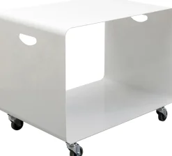 Stoliki Kawowe*KARE Design Stolik Kawowy Na Kółkach Biały Stalowy Z Półką 60x40 Cm