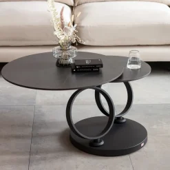 Stoliki Kawowe*KARE Design Stolik Kawowy Obrotowy Beverly 133x80 Cm Czarny