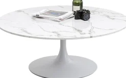 Stoliki Kawowe*KARE Design Stolik Kawowy Okrągły Biały Blat MDF Imitacja Marmuru Ø110 Cm