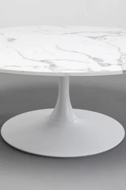 Stoliki Kawowe*KARE Design Stolik Kawowy Okrągły Biały Blat MDF Imitacja Marmuru Ø110 Cm