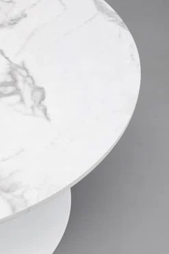 Stoliki Kawowe*KARE Design Stolik Kawowy Okrągły Biały Blat MDF Imitacja Marmuru Ø80 Cm