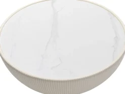 Stoliki Kawowe*KARE Design Stolik Kawowy Okrągły Biały Podstawa Złota Ø71 Cm