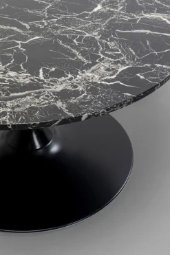 Stoliki Kawowe*KARE Design Stolik Kawowy Okrągły Czarny Blat MDF Imitacja Marmuru Ø80 Cm