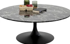 Stoliki Kawowe*KARE Design Stolik Kawowy Okrągły Czarny Blat MDF Imitacja Marmuru Ø110 Cm