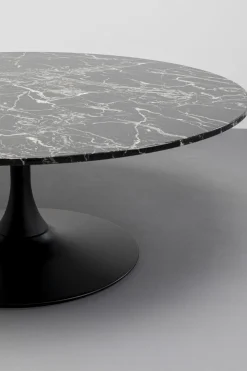 Stoliki Kawowe*KARE Design Stolik Kawowy Okrągły Czarny Blat MDF Imitacja Marmuru Ø110 Cm