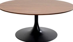 Stoliki Kawowe*KARE Design Stolik Kawowy Okrągły Kolor Orzech Podstawa Stalowa Czarna Ø110 Cm