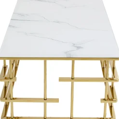 Stoliki Kawowe*KARE Design Stolik Kawowy Rome 130x70 Cm Złoty - Blat Szklany