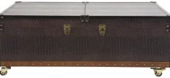 Stoliki Kawowe*KARE Design Stolik Kawowy Rozkładany Bar Colonial 120x75 Cm Brązowy Ekoskóra
