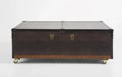 Stoliki Kawowe*KARE Design Stolik Kawowy Rozkładany Bar Colonial 120x75 Cm Brązowy Ekoskóra