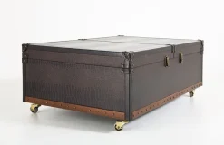 Stoliki Kawowe*KARE Design Stolik Kawowy Rozkładany Bar Colonial 120x75 Cm Brązowy Ekoskóra