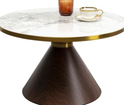 Stoliki Kawowe*KARE Design Stolik Kawowy Z Ceramicznym Blatem Podstawa Brązowa Ø70 Cm