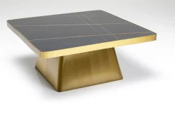 Stoliki Kawowe*KARE Design Stolik Kawowy Z Marmurowym Blatem I Złotą Podstawą 80x80 Cm
