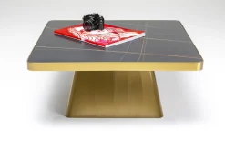 Stoliki Kawowe*KARE Design Stolik Kawowy Z Marmurowym Blatem I Złotą Podstawą 80x80 Cm