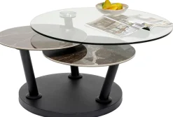 Stoliki Kawowe*KARE Design Stolik Kawowy Z Obrotowymi Blatami Szkło I Ceramika 80-124x80 Cm