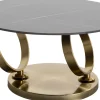 Stoliki Kawowe*KARE Design Stolik Kawowy Z Obrotowymi Okrągłymi Blatami Z Ceramiki Podstawa Metalowa Złota 133x80 Cm