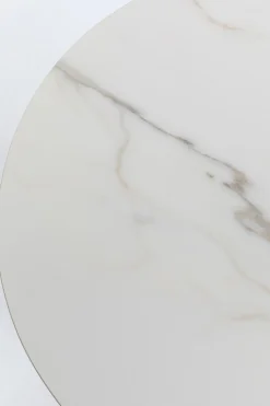 Stoliki Kawowe*KARE Design Stolik Pomocniczy Blat Biały Ceramiczny Podstawa Stalowa Złota Ø45 Cm