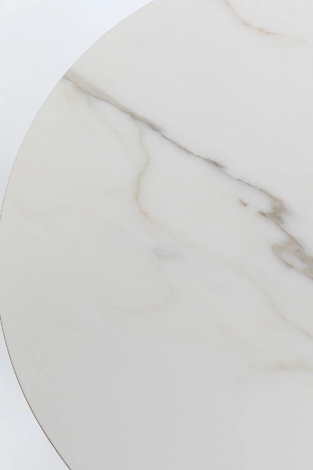Stoliki Kawowe*KARE Design Stolik Pomocniczy Blat Biały Ceramiczny Podstawa Stalowa Złota Ø45 Cm