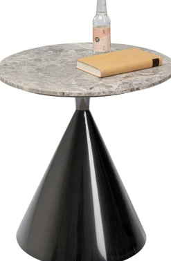 Stoliki Kawowe*KARE Design Stolik Pomocniczy Blat Kolor Marmur Podstawa Grafitowa Stal Nierdzewna Ø50 Cm