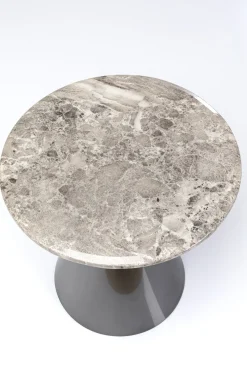Stoliki Kawowe*KARE Design Stolik Pomocniczy Blat Kolor Marmur Podstawa Grafitowa Stal Nierdzewna Ø50 Cm