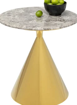 Stoliki Kawowe*KARE Design Stolik Pomocniczy Blat Kolor Marmur Podstawa Złota Stal Nierdzewna Ø50 Cm