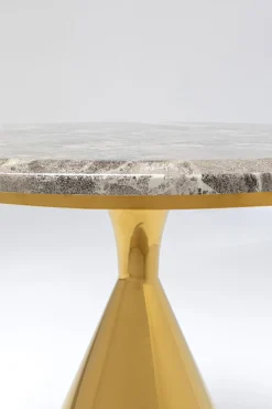 Stoliki Kawowe*KARE Design Stolik Pomocniczy Blat Kolor Marmur Podstawa Złota Stal Nierdzewna Ø50 Cm