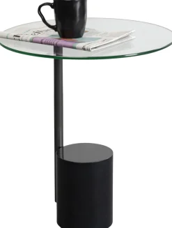 Stoliki Kawowe*KARE Design Stolik Pomocniczy Blat Okrągły Szklany Podstawa Marmur I Stal Ø46 Cm