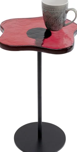 Stoliki Kawowe*KARE Design Stolik Pomocniczy Blat Szklany Czerwony Podstawa Czarna Stalowa 30xH50 Cm