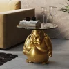Stoliki Kawowe*KARE Design Stolik Pomocniczy Blat Szkło Hartowane Podstawa Złota Zawodnik Sumo Ø54 Cm