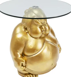 Stoliki Kawowe*KARE Design Stolik Pomocniczy Blat Szkło Hartowane Podstawa Złota Zawodnik Sumo Ø54 Cm