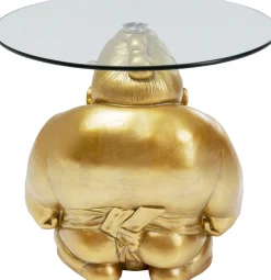 Stoliki Kawowe*KARE Design Stolik Pomocniczy Blat Szkło Hartowane Podstawa Złota Zawodnik Sumo Ø54 Cm