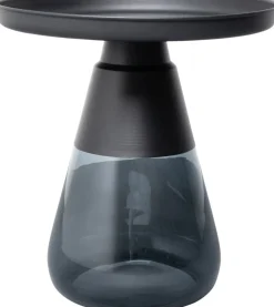 Stoliki Kawowe*KARE Design Stolik Pomocniczy Okrągły Stal Czarna I Szkło Przydymione Ø50 Cm