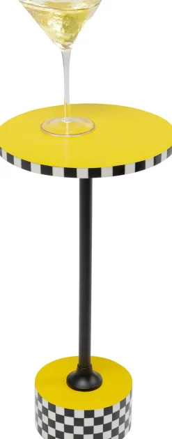 Stoliki Kawowe*KARE Design Stolik Pomocniczy żółty MDF I Stal Ø25x50 Cm Szachownica