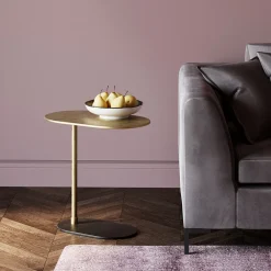 Stoliki Kawowe*KARE Design Stolik Pomocniczy Złoty Aluminium 50xH59 Cm Czarna Podstawa