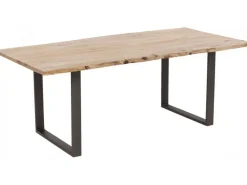 Stoły*KARE Design Stół 6-8 Osobowy Do Loftu Naturalny Drewniany Blat Akacja Czarne Metalowe Nogi 160x80 Cm