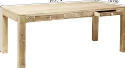 Stoły*KARE Design Stół Puro Plain Z Szufladami 140x70 Cm Naturalny