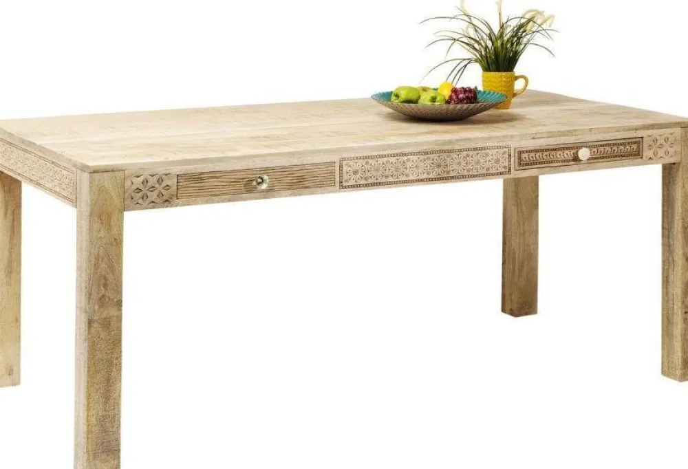 Stoły*KARE Design Stół Puro Plain Z Szufladami 140x70 Cm Naturalny