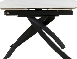 Stoły*KARE Design Stół Rozkładany Blat Ceramiczny Biały Podstawa Stal Czarna 120-180x90 Cm