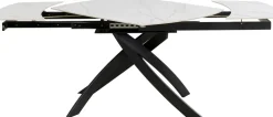 Stoły*KARE Design Stół Rozkładany Blat Ceramiczny Biały Podstawa Stal Czarna 120-180x90 Cm