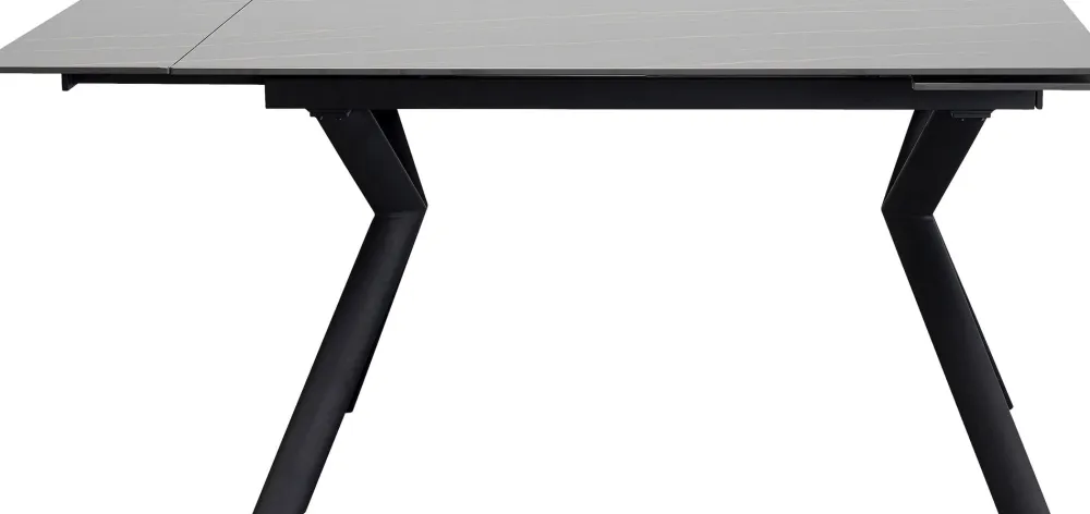 Stoły*KARE Design Stół Rozkładany Blat Czarny Kamionkowy Nogi Stalowe 140-200x80 Cm