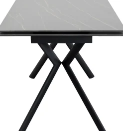 Stoły*KARE Design Stół Rozkładany Blat Czarny Kamionkowy Nogi Stalowe 140-200x80 Cm