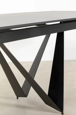 Stoły*KARE Design Stół Rozkładany Czarny Blat Ceramika Nogi Stalowe 180-260x90 Cm