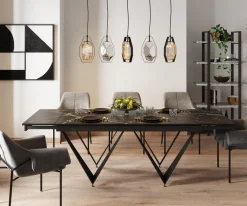Stoły*KARE Design Stół Rozkładany Czarny Blat Ceramika Nogi Stalowe 180-260x90 Cm