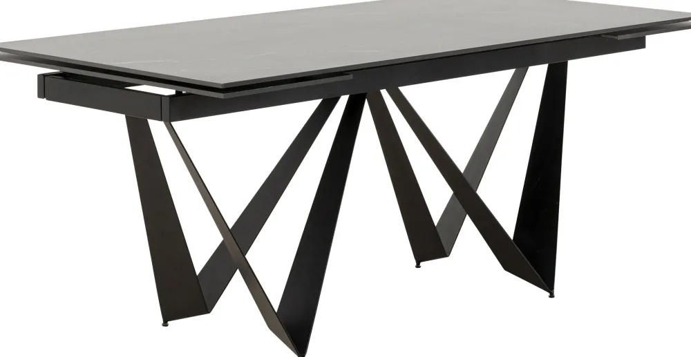 Stoły*KARE Design Stół Rozkładany Czarny Blat Ceramika Nogi Stalowe 180-260x90 Cm