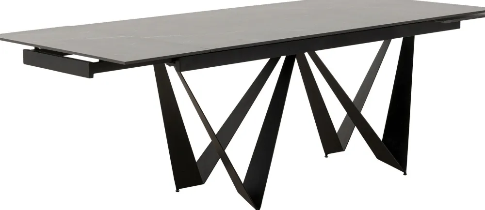 Stoły*KARE Design Stół Rozkładany Czarny Blat Ceramika Nogi Stalowe 180-260x90 Cm