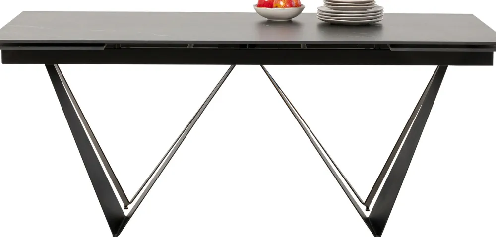 Stoły*KARE Design Stół Rozkładany Czarny Blat Ceramika Nogi Stalowe 180-260x90 Cm