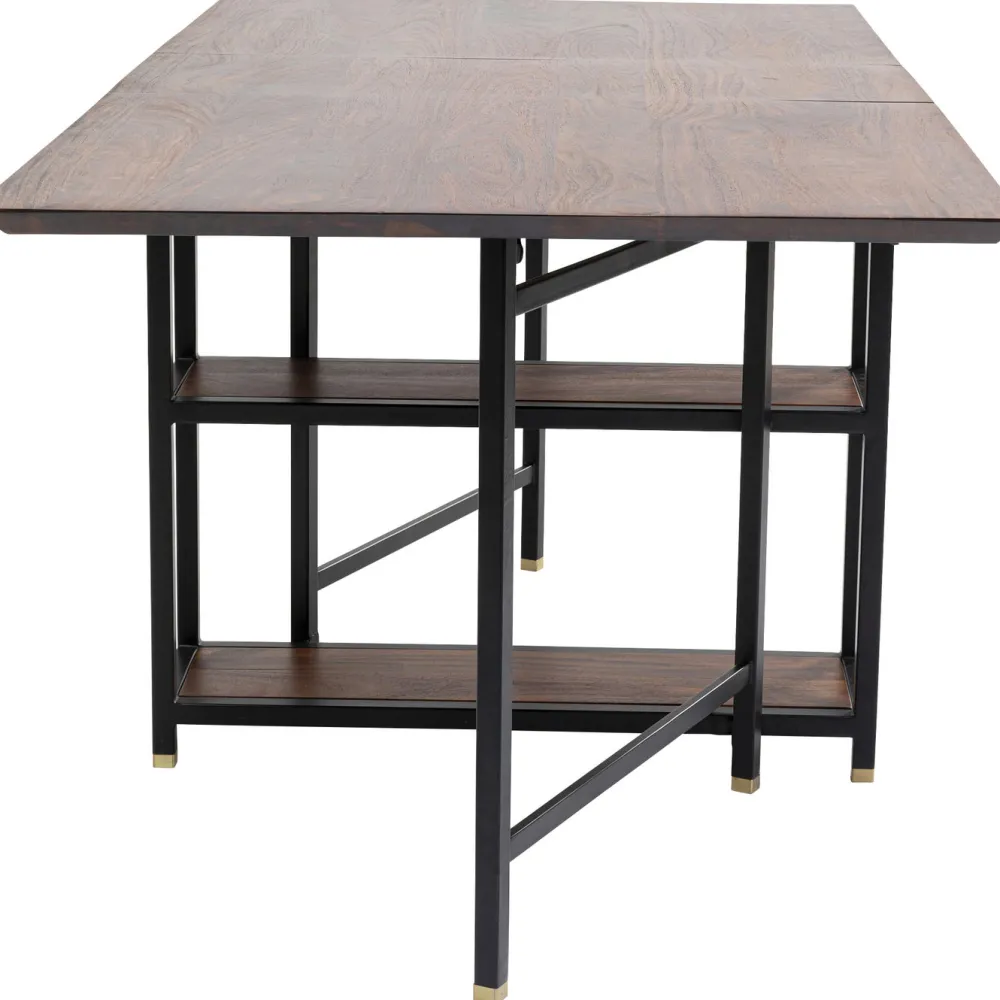Stoły*KARE Design Stół Rozkładany Ravello 175x80 Cm Sheesham Brązowy - Nogi Czarne