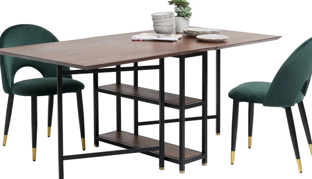 Stoły*KARE Design Stół Rozkładany Ravello 175x80 Cm Sheesham Brązowy - Nogi Czarne