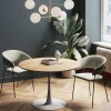 Stoły*KARE Design Stół Skandynawski Blat MDF Kolor Dąb Podstawa Biała Ø110 Cm